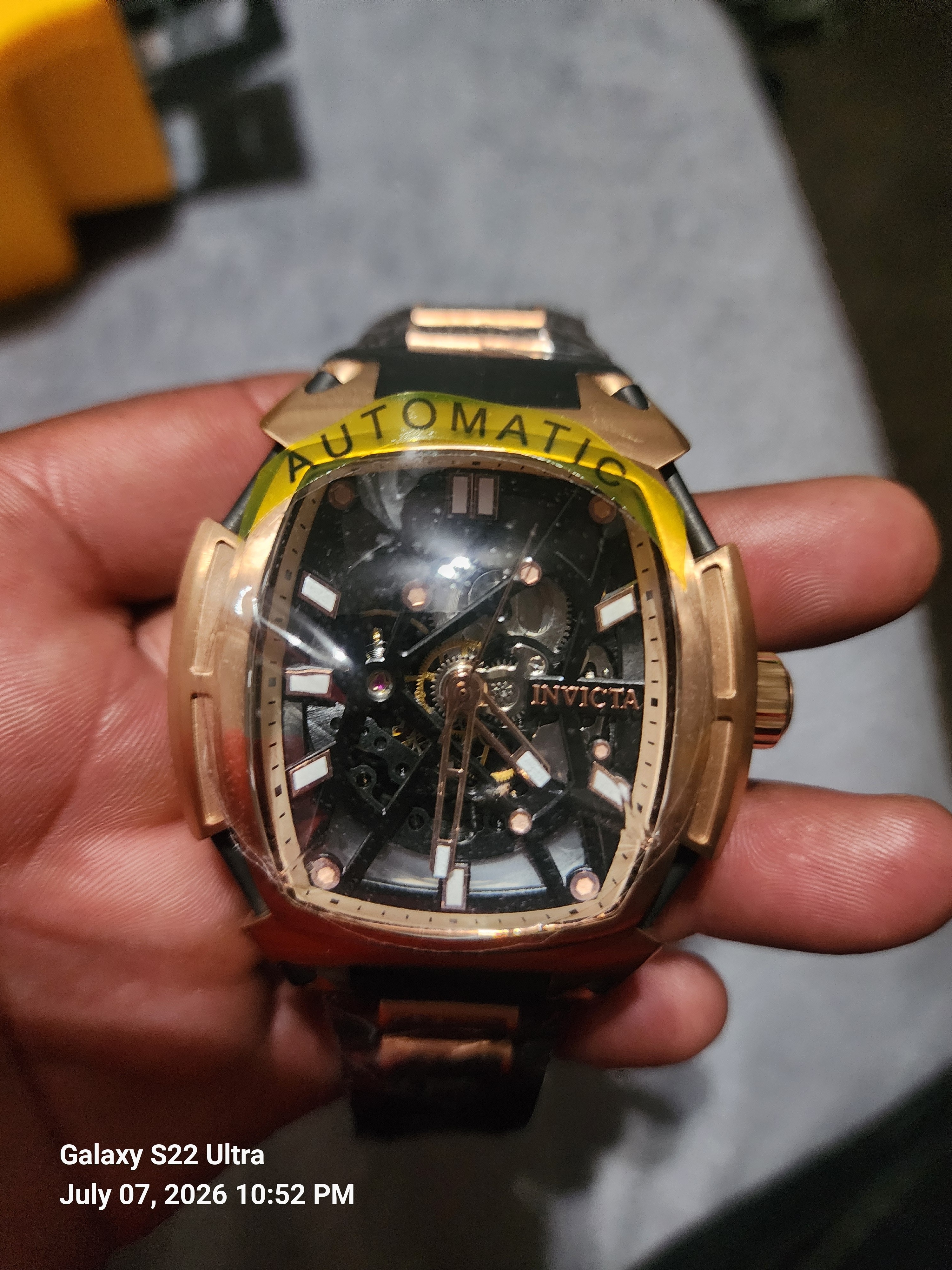 Invicta Automatic Skeleton Mens Watch  Rose Gold  Black S1 Diablo Automatic